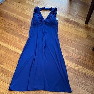 dressbarn Strapless Halter Periwinkle Blue Full Length Dress